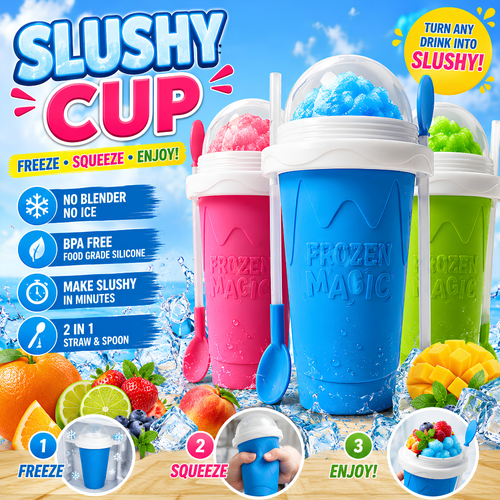 ⏰ TODAY ONLY 50% OFF ⚡ Instant Slushy Maker Cup ✨ Make Delicious Frozen Treats In Seconds