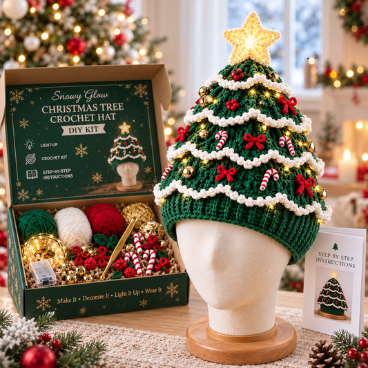 🎄 XMAS PRE-SALE 49% OFF 💥 Premium Christmas Tree Crochet Hat DIY Kit