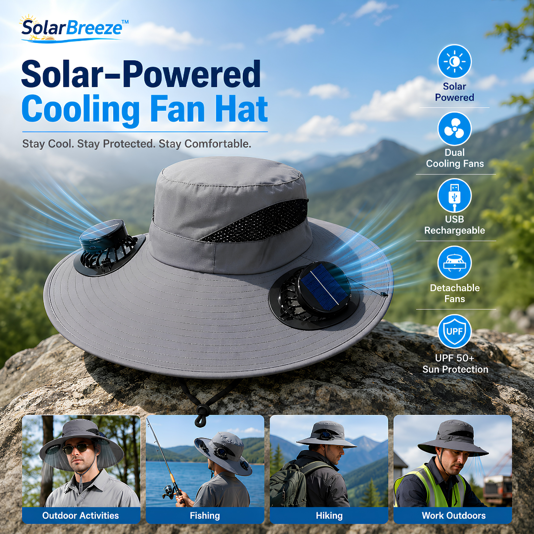 🚨 FLASH SALE 50% OFF TODAY ⚡ SolarBreeze™ Ultra-Wide Brim Dual Solar Fan Hat