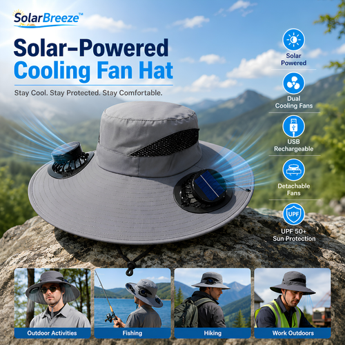 🚨 FLASH SALE 50% OFF TODAY ⚡ SolarBreeze™ Ultra-Wide Brim Dual Solar Fan Hat