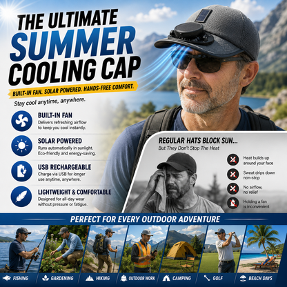 🔥 Summer Sale 50% OFF 🔥 Solar Powered Fan Cooling Hat – UPF 50+ Outdoor Sun Protection Cap