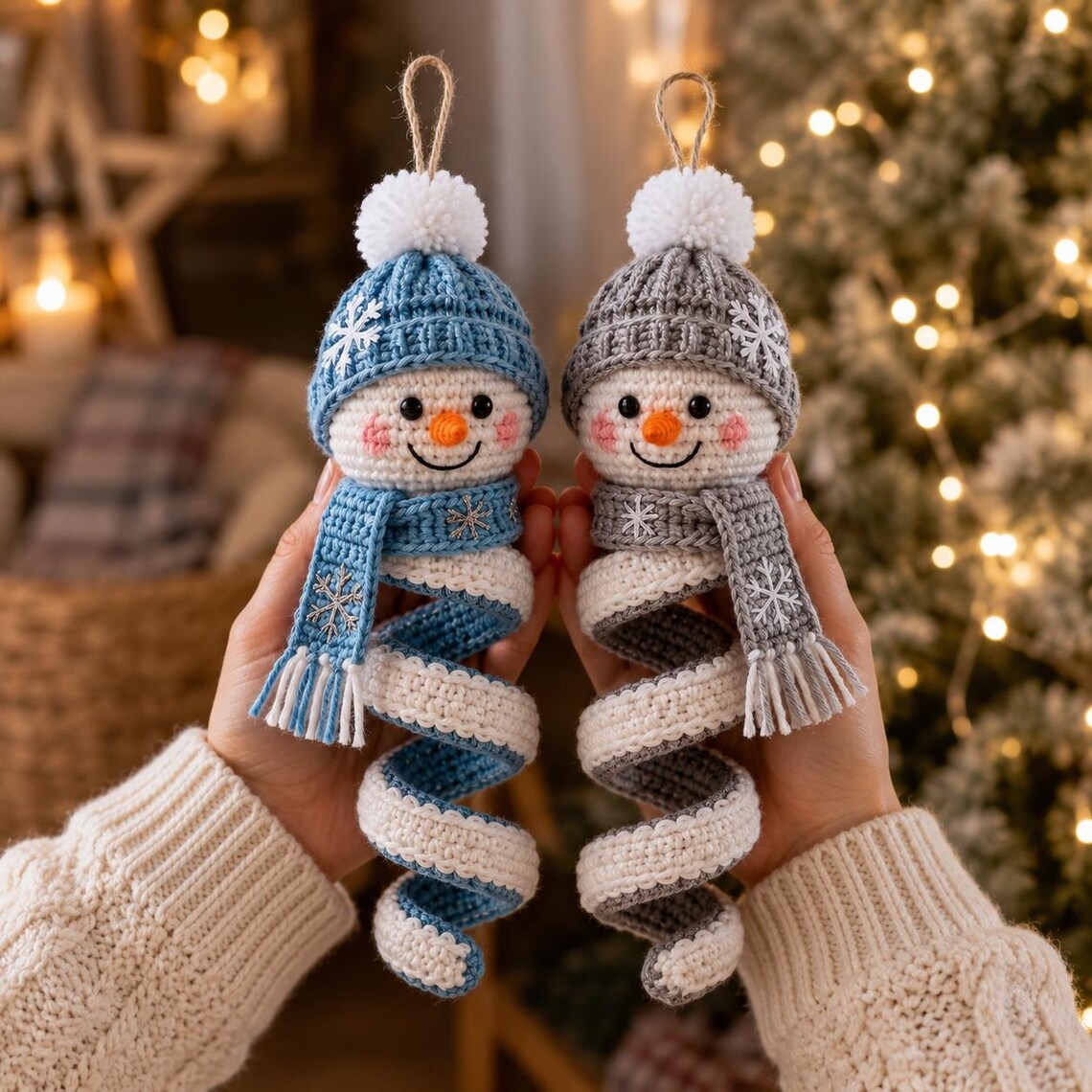 🎄 Christmas Pre-Sale 49% OFF 🎅 Crochet Spiral Snowman Ornament Pattern DIY Kit