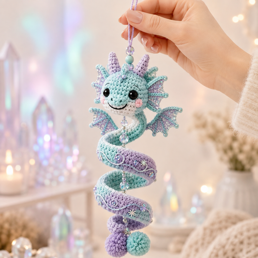 ✨EARLY SALE 49% OFF 🐉 DIY Aurora Dragon Crochet Kit – Sparkly Spiral Ornament
