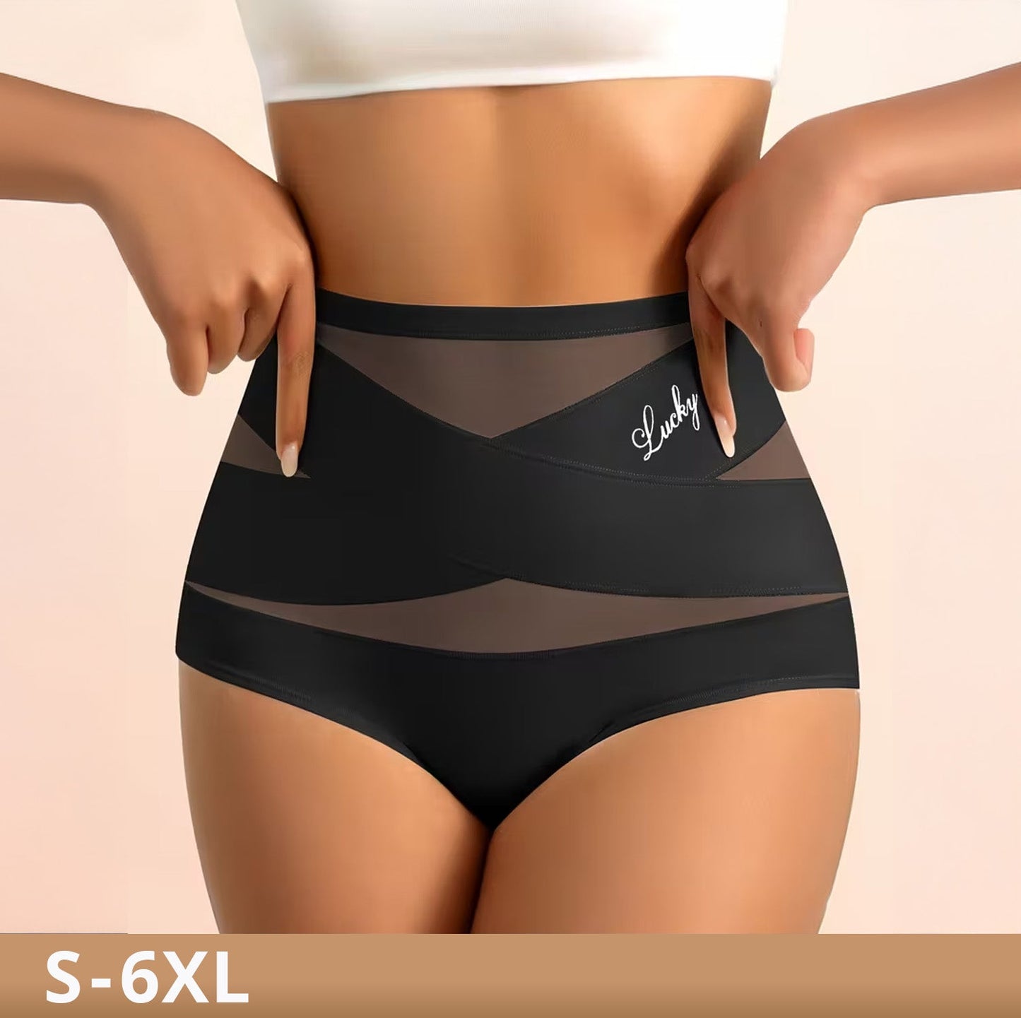 High-Waist Mesh Cooling Tummy Control Seamless Shaping Panties