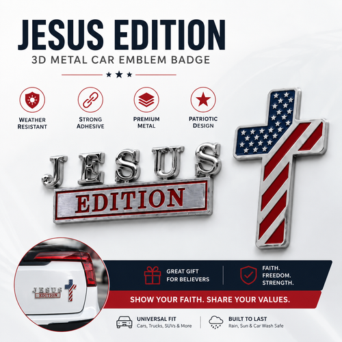 💥Summer Sale 50% OFF💥 ✝Blessed Jesus Edition Cross Car Emblem Metal Badge