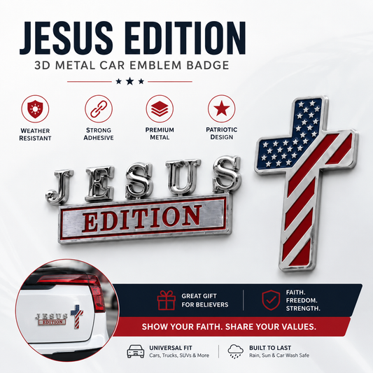 💥Summer Sale 50% OFF💥 ✝Blessed Jesus Edition Cross Car Emblem Metal Badge