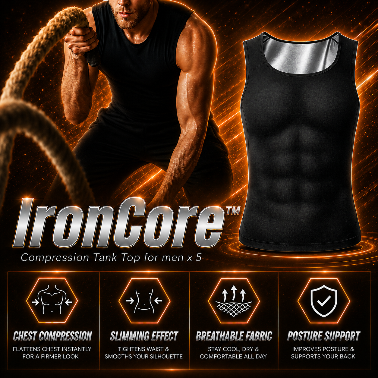 🔥 Hot Sale 50% OFF 💪 IronCore™ MenSlim Gynecomastia Compression Tank Top