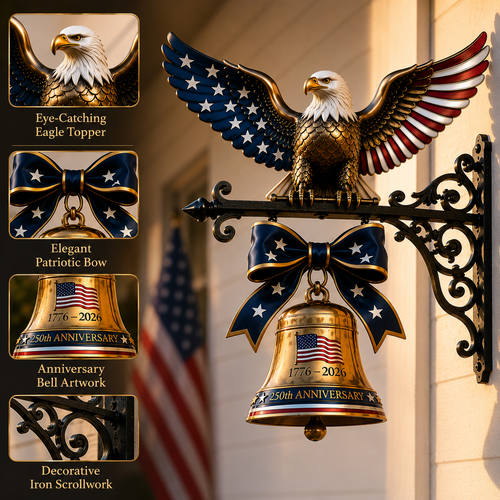 250th Anniversary Eagle Wall Bell, Patriotic American Independence 1776-2026