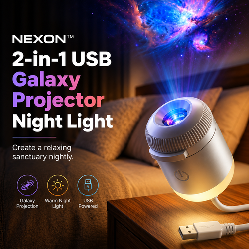 🔥 LAST DAY SALE 50% OFF 🔥 NEXON™ 2-in-1 USB Galaxy Projector Night Light