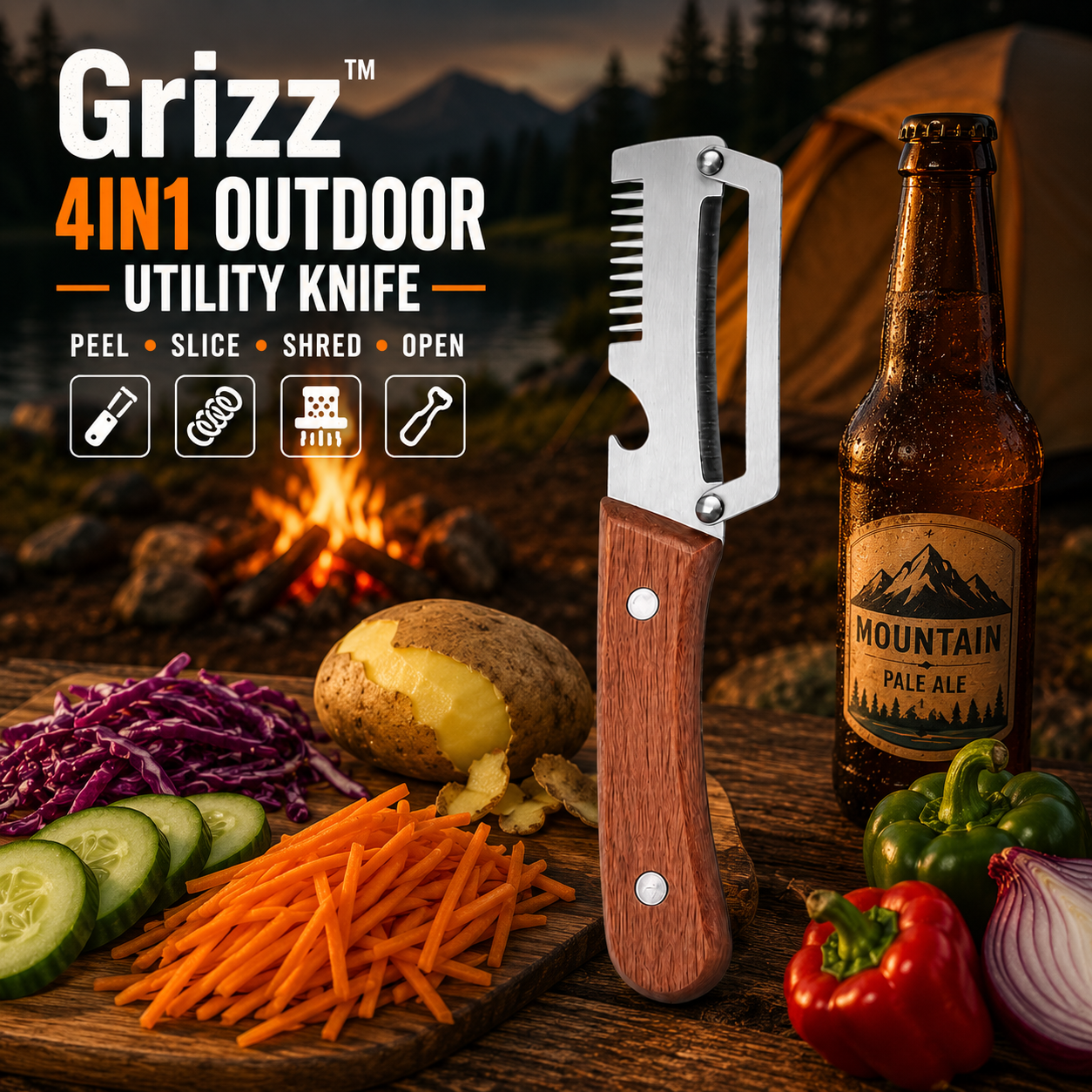 SUMMER SALE 50% OFF ☀️ Grizz™ 4in1 Outdoor Utility Knife - One Tool For Every Outdoor Adventure