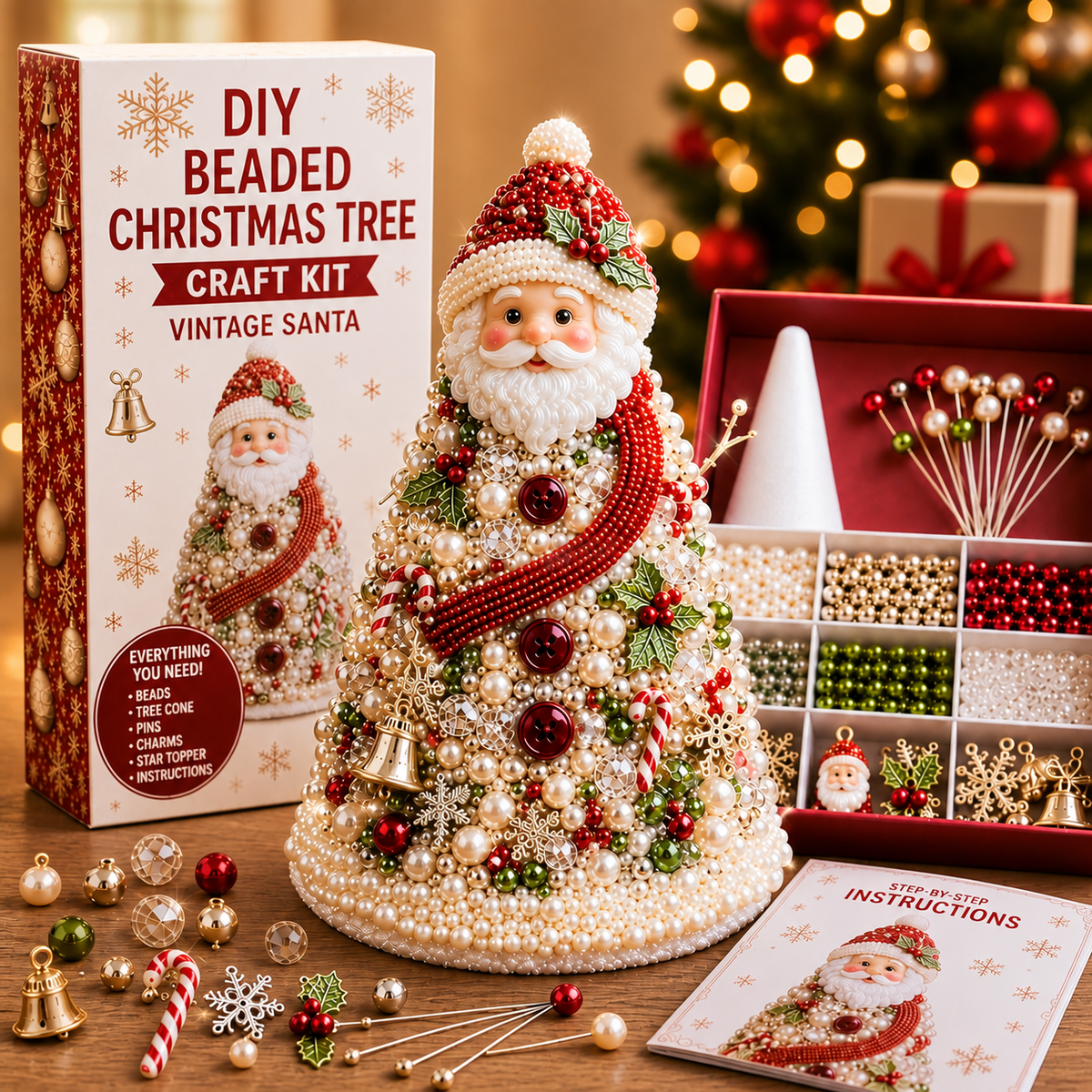 🌟 EARLY CHRISTMAS 49% OFF 🎄 DIY Pearl Beaded Christmas Tree Craft Kit