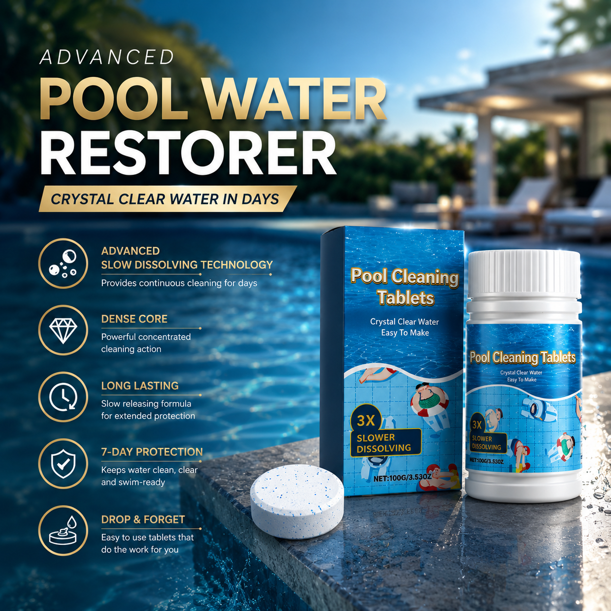 💥LAST DAY 50% OFF - BUY 1 GET 1 FREE💥 PureWave® Eco-Friendly Pool Cleaning Tablets