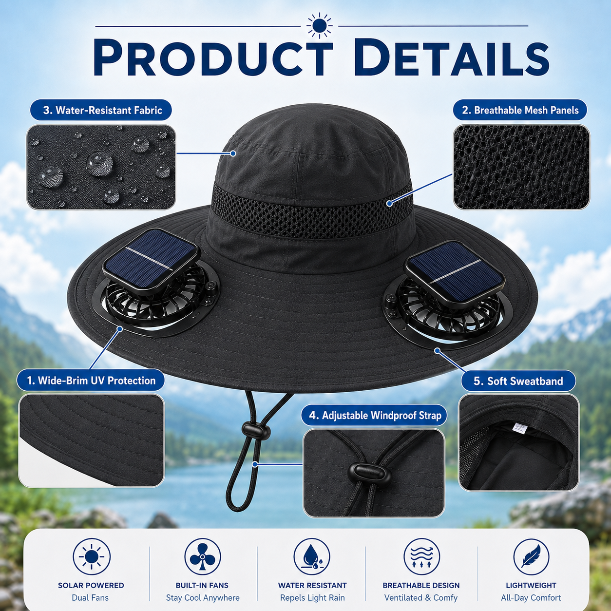 🔥 Summer Sale 49% OFF ✨ 2026 Ultra-Wide Brim Solar Mist Cooling Hat
