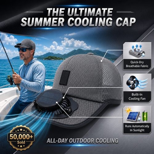 💥 2026 Summer Sale 50% OFF ✨ Solar Fan Outdoor Cooling Hat with UPF 50+ Protection