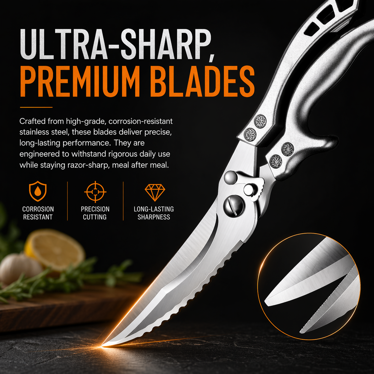💥Stainless Steel Kitchen Scissors ✂ Built to Cut Bones, Built to Last
