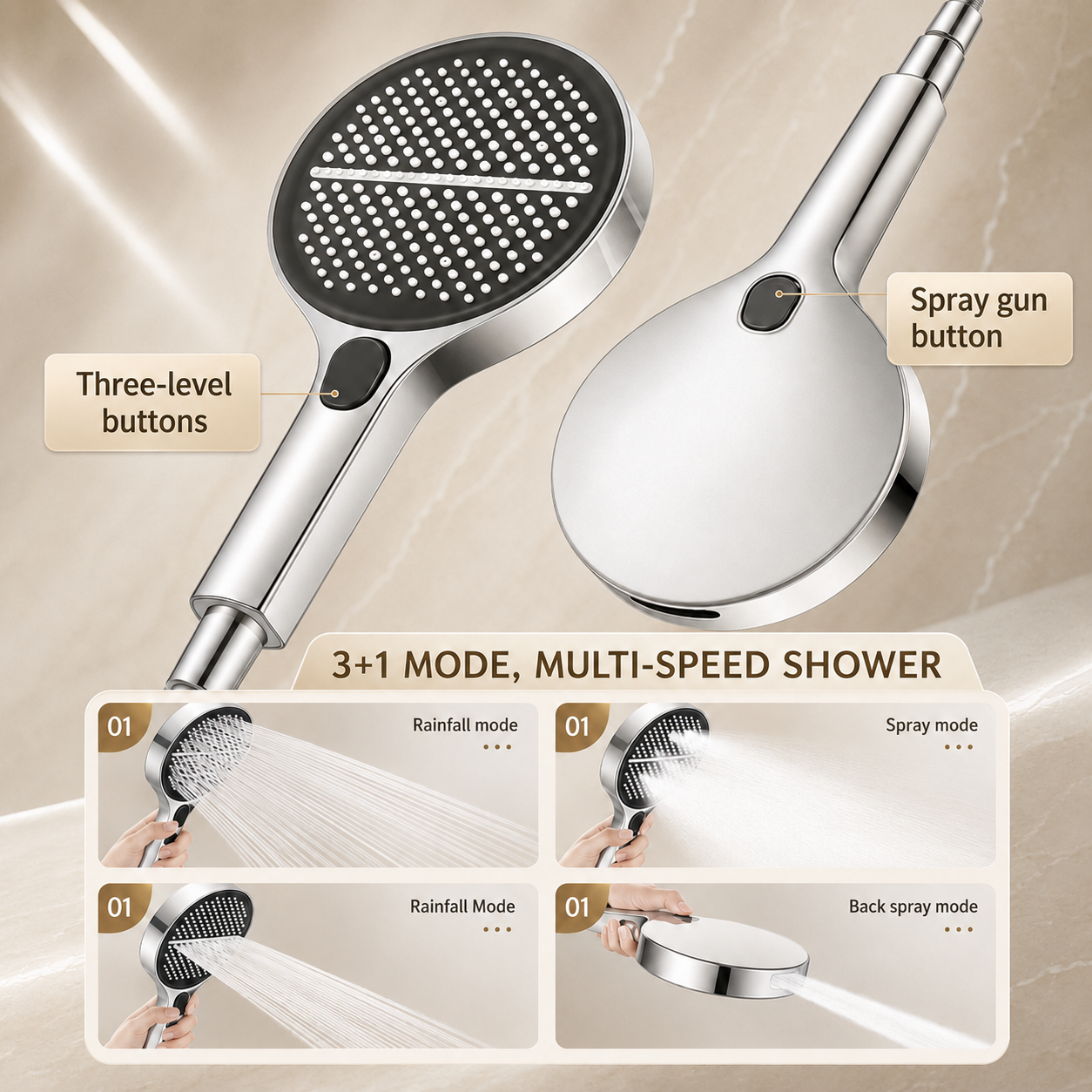 🔥 LAST DAY SALE 50% OFF 🔥 AQUALUX™ High-Pressure 4-Mode Handheld Shower Head
