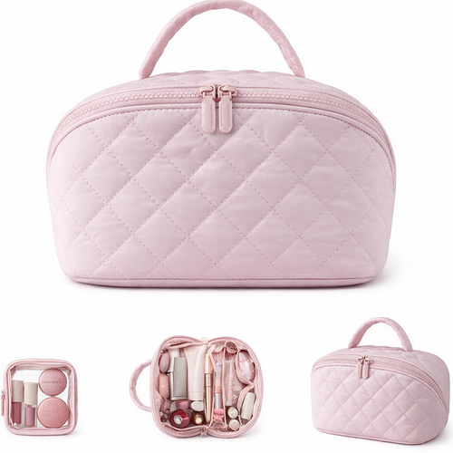 Travel Makeup Bag Organizer - Lay-Flat Travel Organizer, Leakproof & Machine-Washable