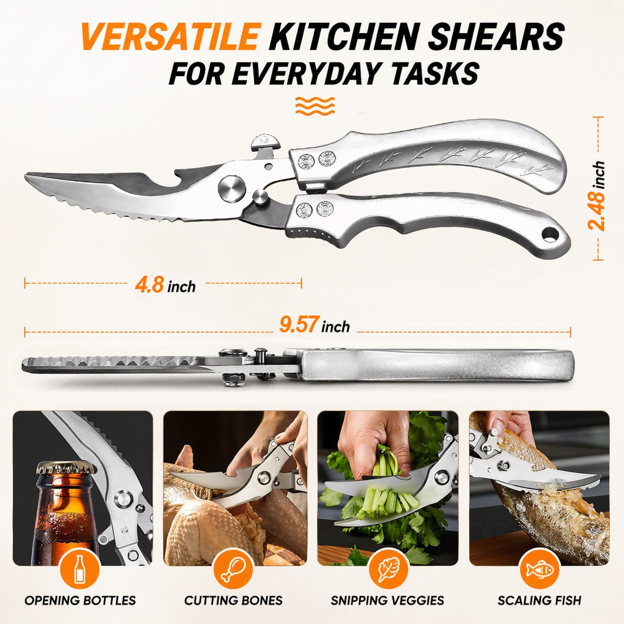 💥Stainless Steel Kitchen Scissors ✂ Built to Cut Bones, Built to Last