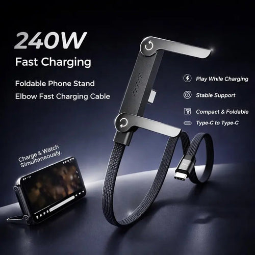 🔥 LAST DAY SALE 50% OFF 🔥 AUKON™ 240W Fast Charging Type-C Cable with Built-in Phone Stand