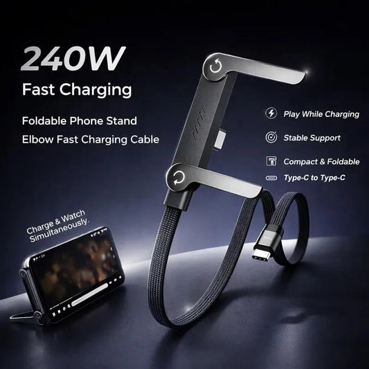 🔥 LAST DAY SALE 50% OFF 🔥 AUKON™ 240W Fast Charging Type-C Cable with Built-in Phone Stand
