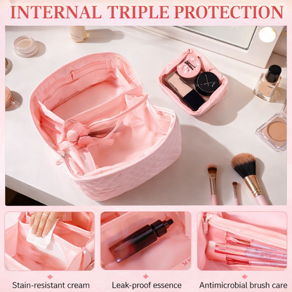 Travel Makeup Bag Organizer - Lay-Flat Travel Organizer, Leakproof & Machine-Washable